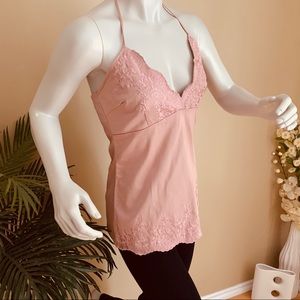 SUITE 62 Pink Embroidered Halter Tank Top